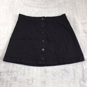 Forever 21 Mini Skirt Button Front Black Denim